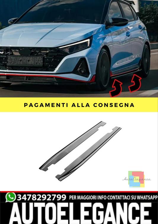 ⭐sottominigonne  Hyundai I20 N 3 20+Side Skirt Lip  Lower Extension nero lucido⭐