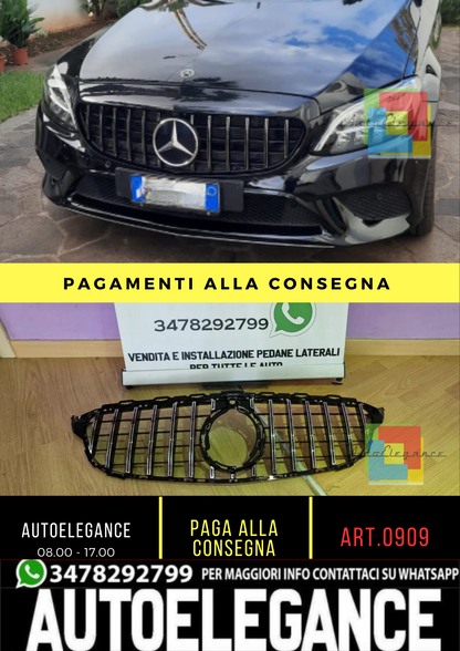 0909🔥GRIGLIA ADATTA PER MERCEDES CLASSE C W205 LIFT 19-21 CROMATA CON CAMERA🔥