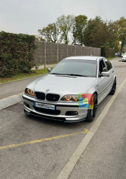 0640⭐LAMA BMW SERIE 3 E46 M3 SOTTO PARAURTI ANTERIORE ABS NERO LUCIDO SPLITTER ⭐