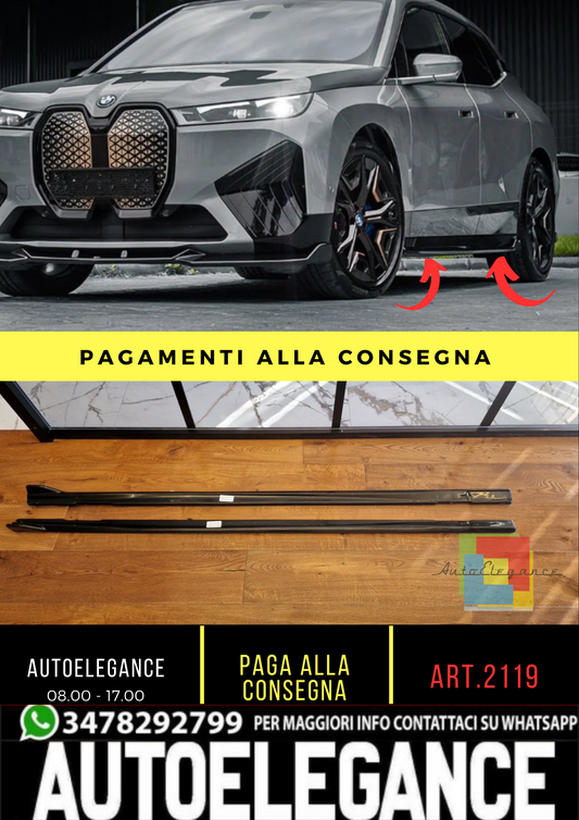 ⭐2119 SOTTO MINIGONNE ADATTO PER BMW iX i20 2021+ MSPORT NERO LUCIDO⭐