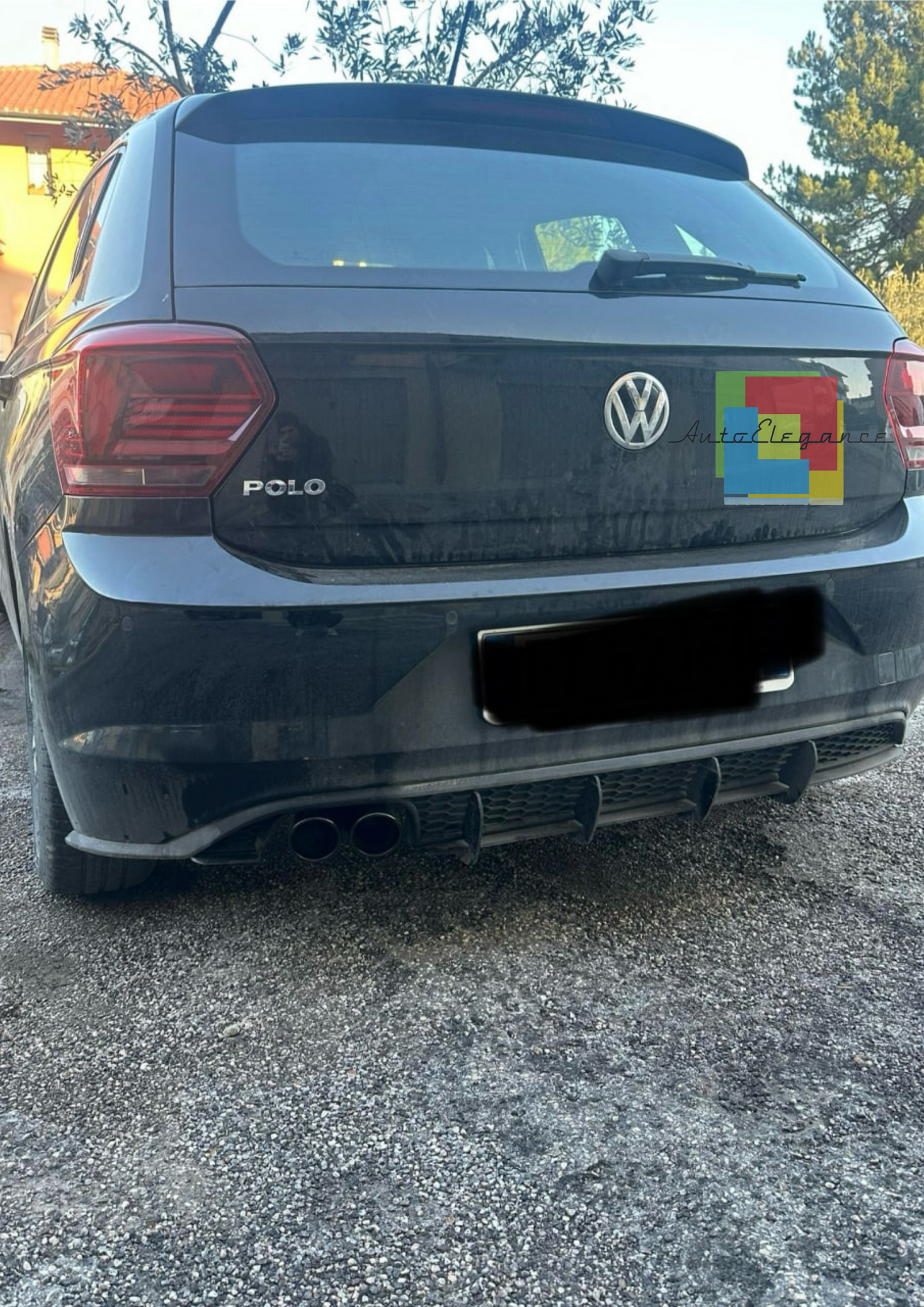 0967⭐DIFFUSORE POSTERIORE ADATTO PER VW POLO AW1 2018+ LOOK GTI ABS NERO OPACO⭐