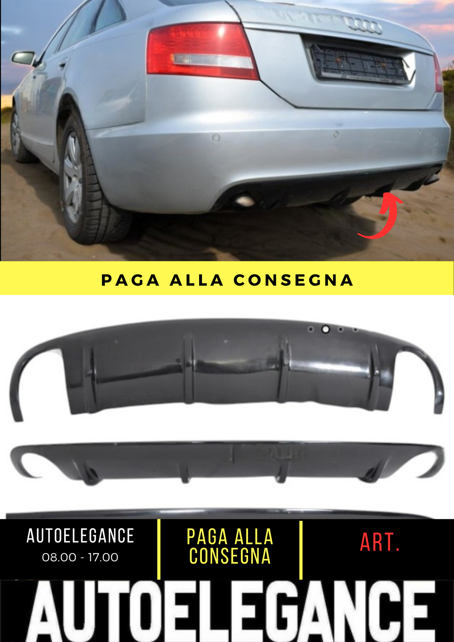 ✌️😎DIFFUSORE POSTERIORE ADATTO PER AUDI A6 C6 2004-2009 😎✌️
