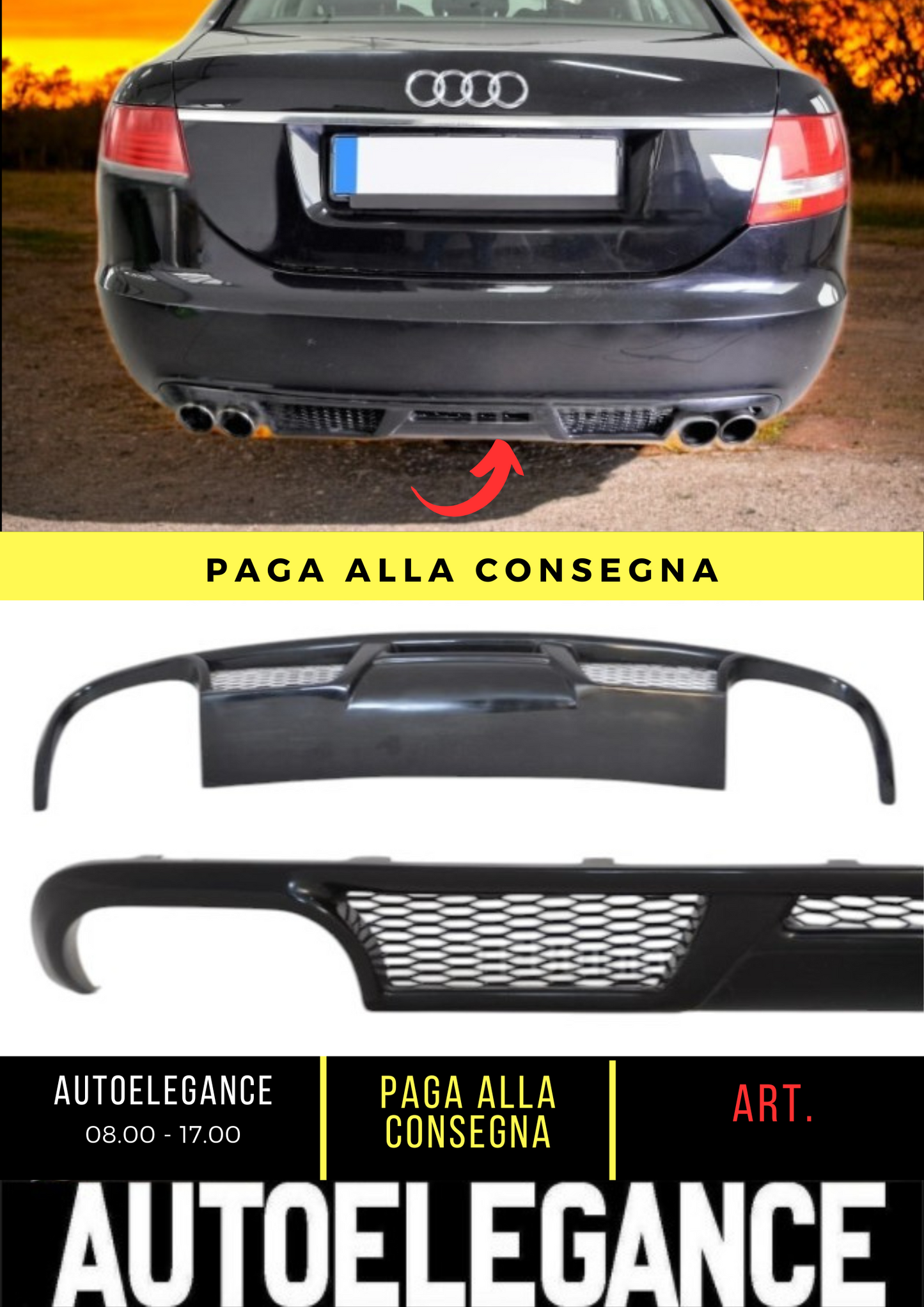 ✌️😎DIFFUSORE POSTERIORE ADATTO PER AUDI A6 C6 2004-2009 VERSIONE 2😎✌️
