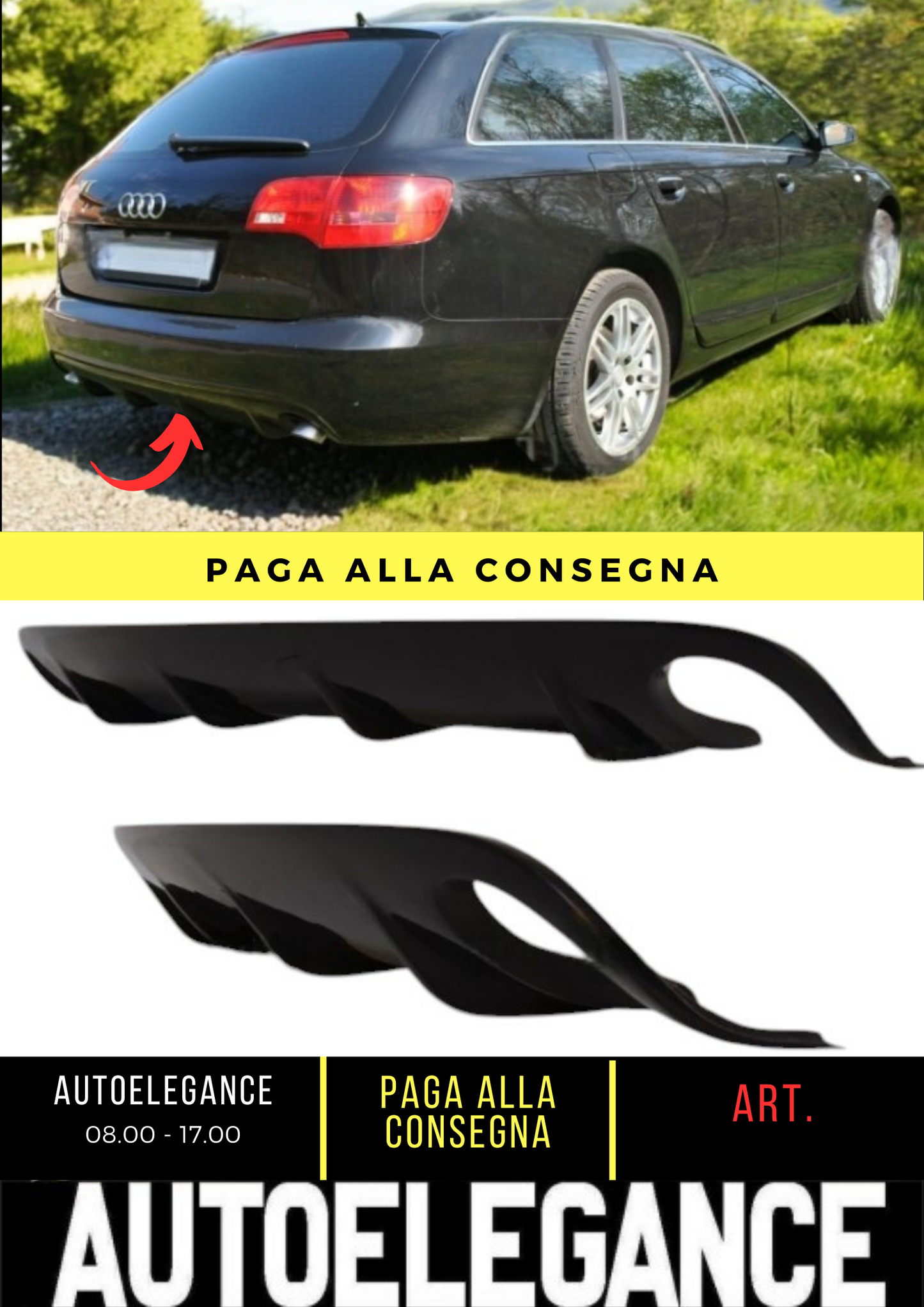 ✌️😎DIFFUSORE POSTERIORE ADATTO PER AUDI A6 C6 2004-2009 VERSIONE 1😎✌️