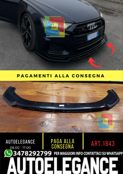 1843 ⭐ SPLITTER ADATTO PER AUDI A6 C8 2018+ S6 NERO SLINE LUCIDO ⭐
