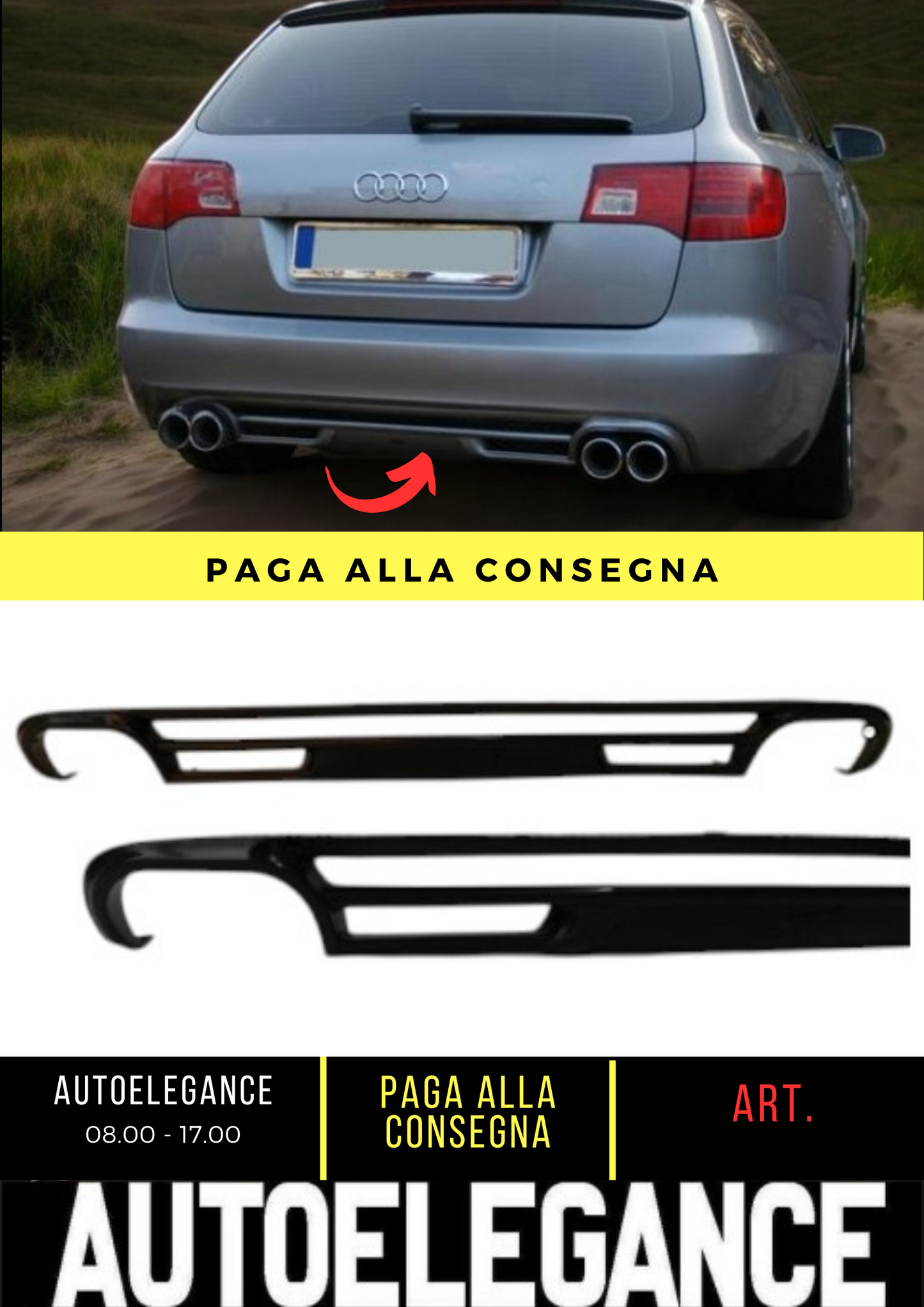 ✌️😎DIFFUSORE POSTERIORE ADATTO PER AUDI A6 C6 2005-2009 VERSIONE 2😎✌️