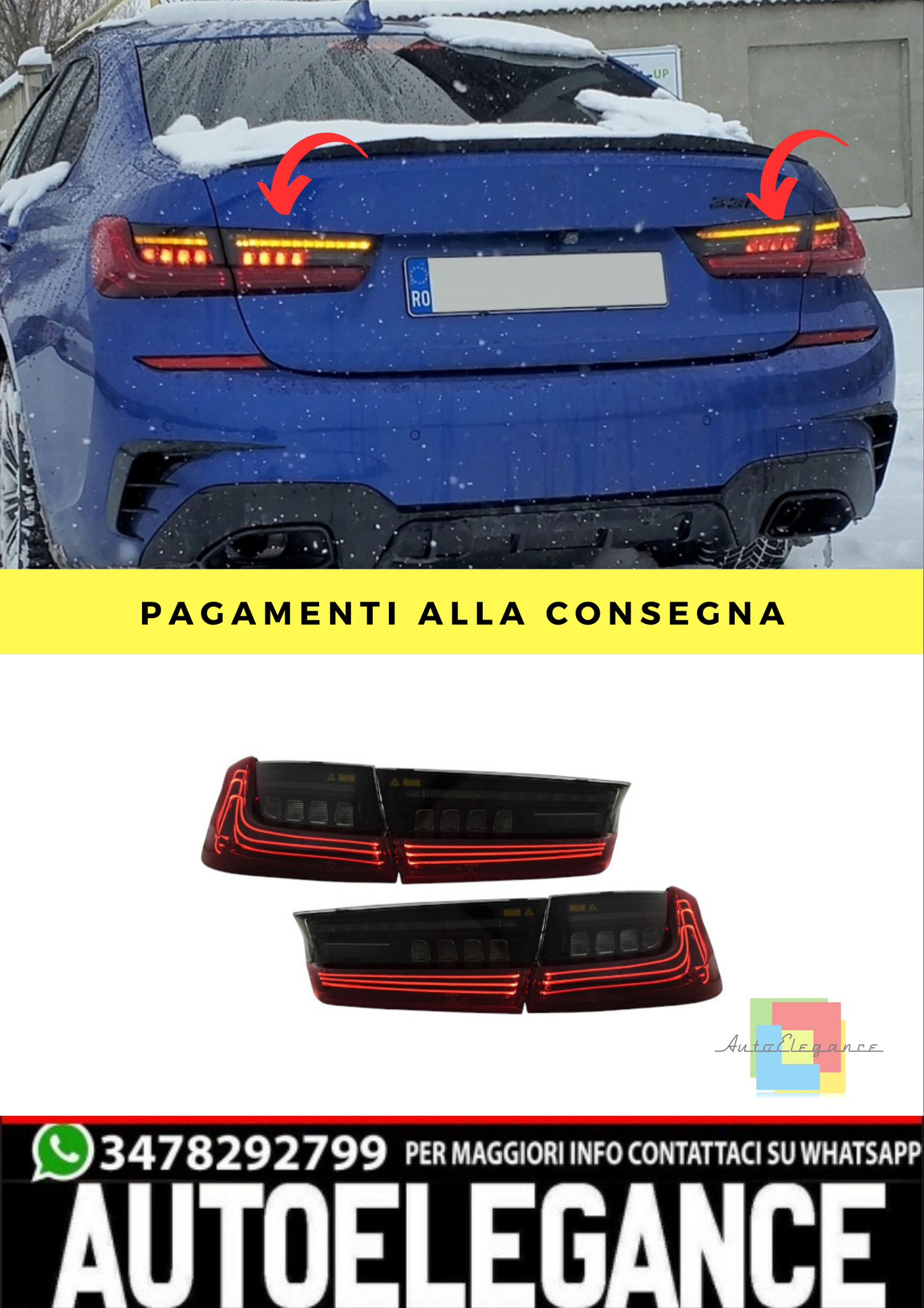 ⚡Fari posteriore full LED adatto per BMW Serie 3 G20 Berlina 18-22 Rosso Look⚡