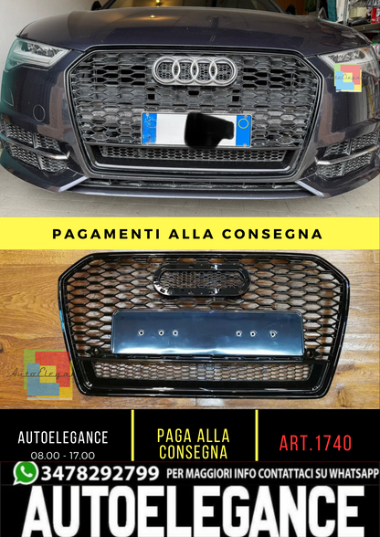 1740⭐GRIGLIA ADATTA PER AUDI A6 4G C7 2015-2018 LOOK RS6 QUATTRO NERA ECONOMICA⭐