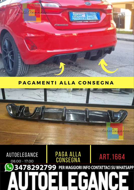✨1664✨DIFFUSORE ADATTO PER FORD FIESTA MK8 2017+ ST-LINE NERO LUCIDO✨