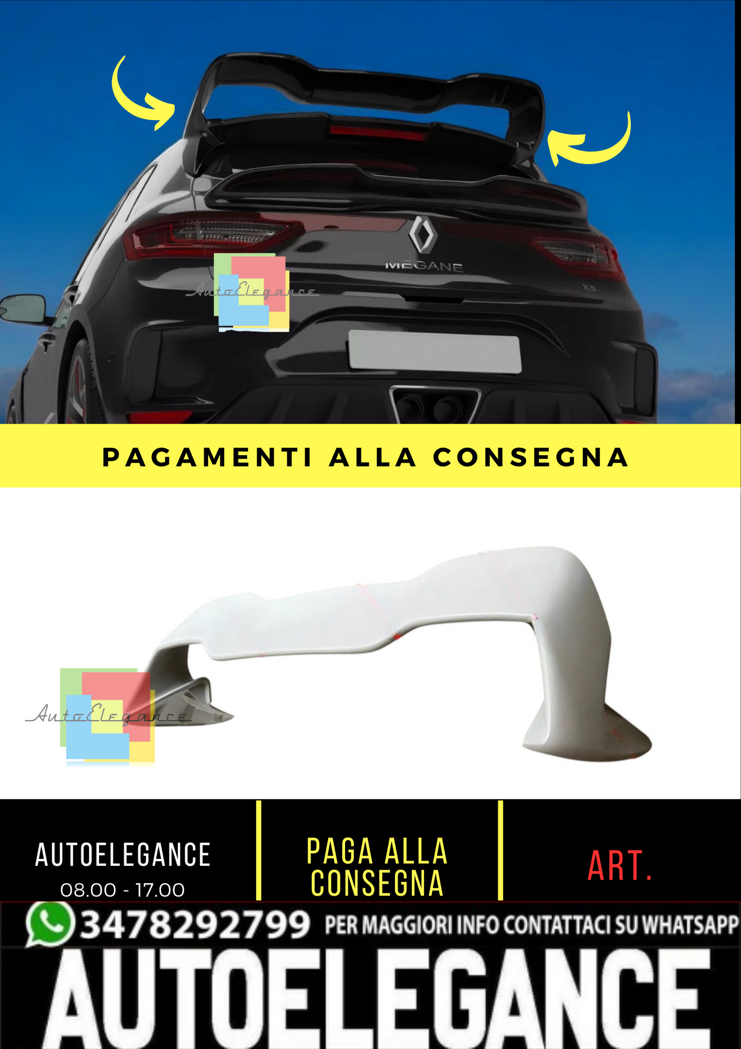 🔥SPOILER ALETTONE POSTERIORE ADATTO PER MEGANE 4 RS - SOLO PER MEGANE 4 RS🔥