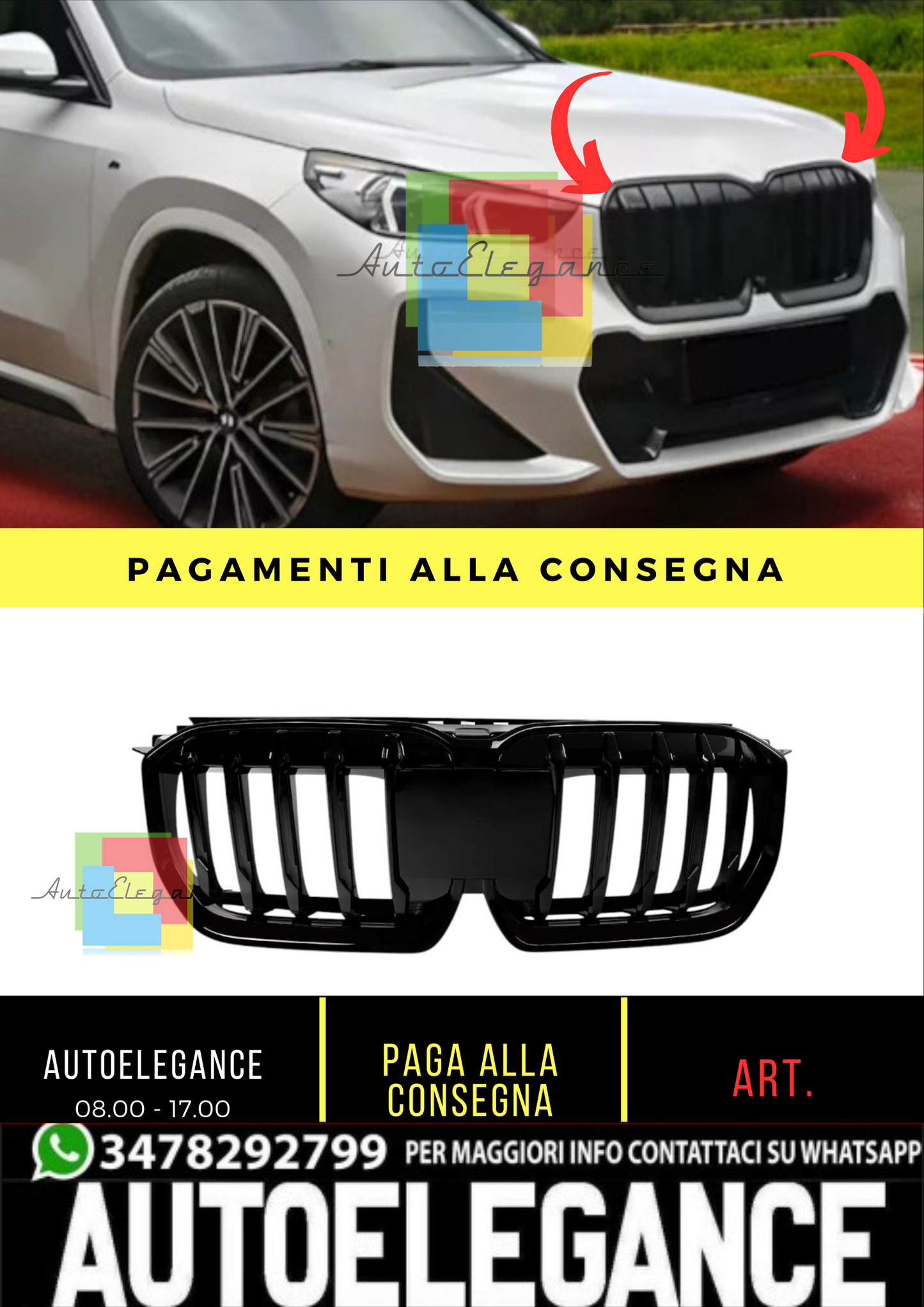 🔥GRIGLIE ADATTO PER BMW X1 U11 SPORT GRILL PERFORMANCE NERO LUCIDO DAL 2022🔥