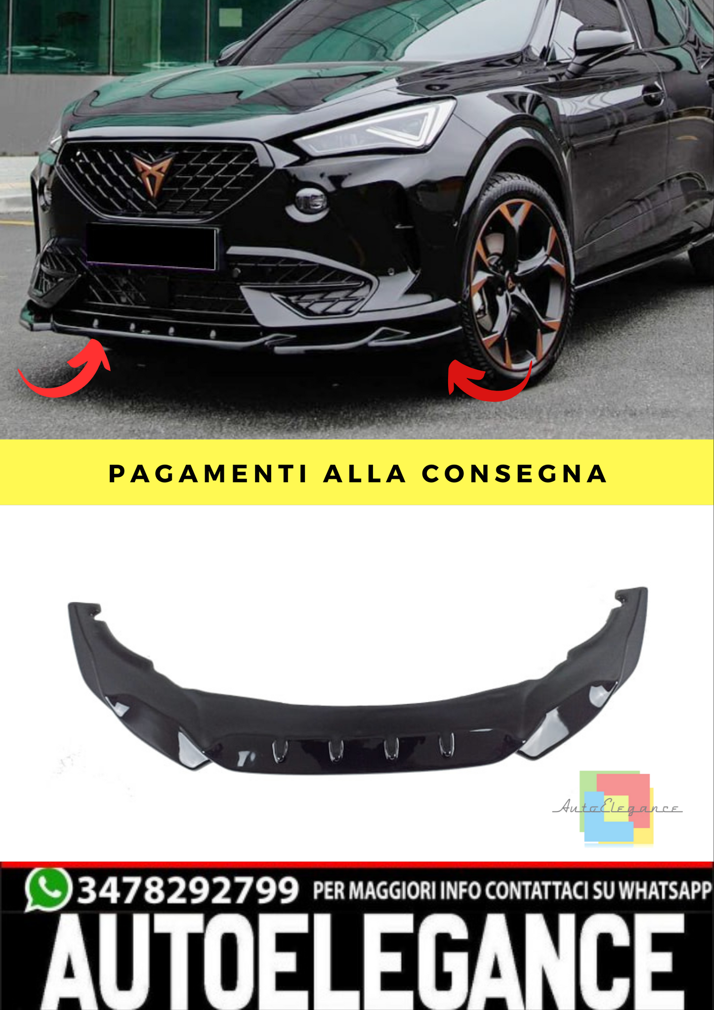 🔥Seat Cupra Formentor Mk1 2020+ -Bumper Splitter Front A Plus+ Cupra V3 Style🔥