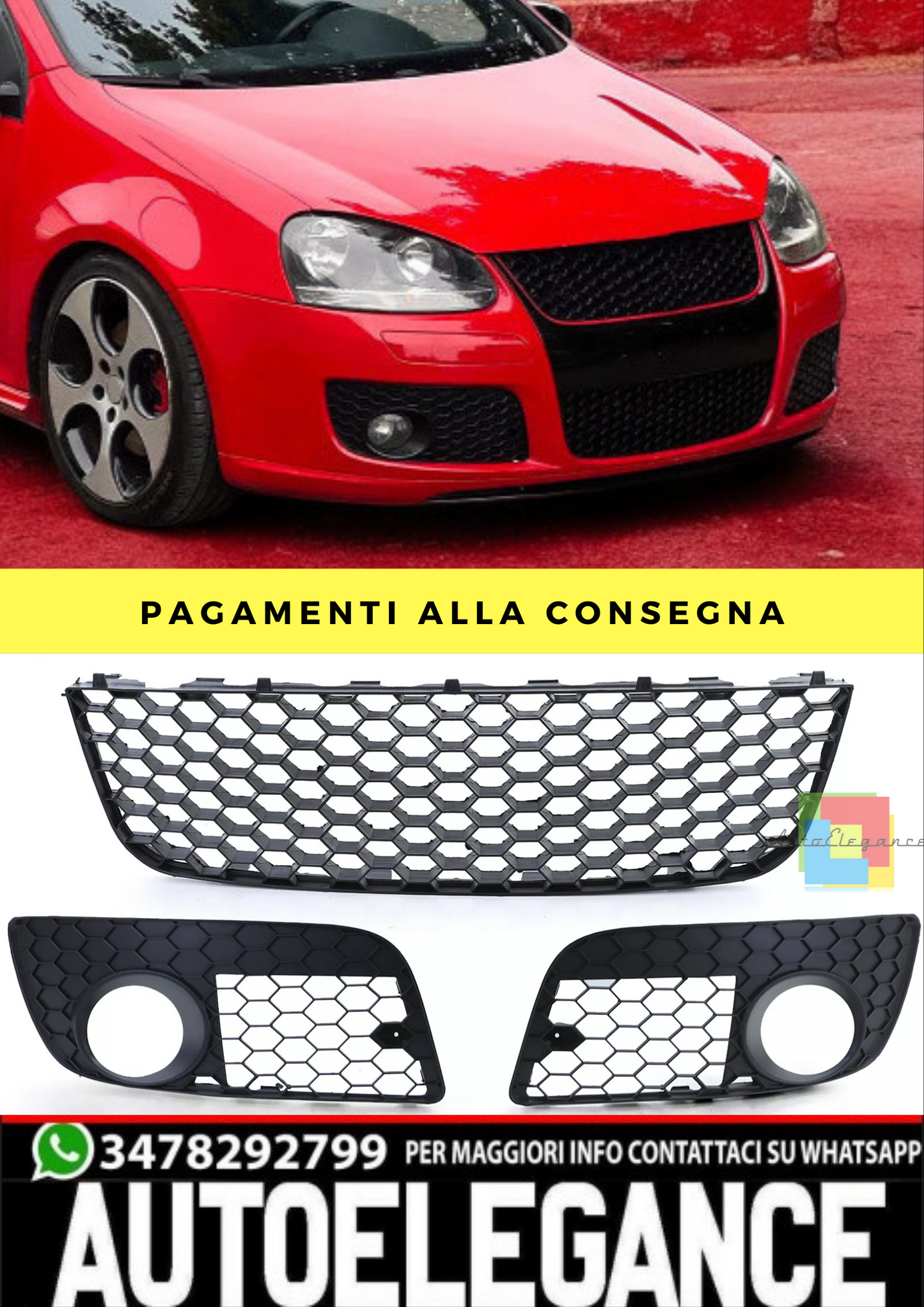 🔥Set paraurti griglia a nido d'ape per VW Golf 5 GTI 04-09🔥