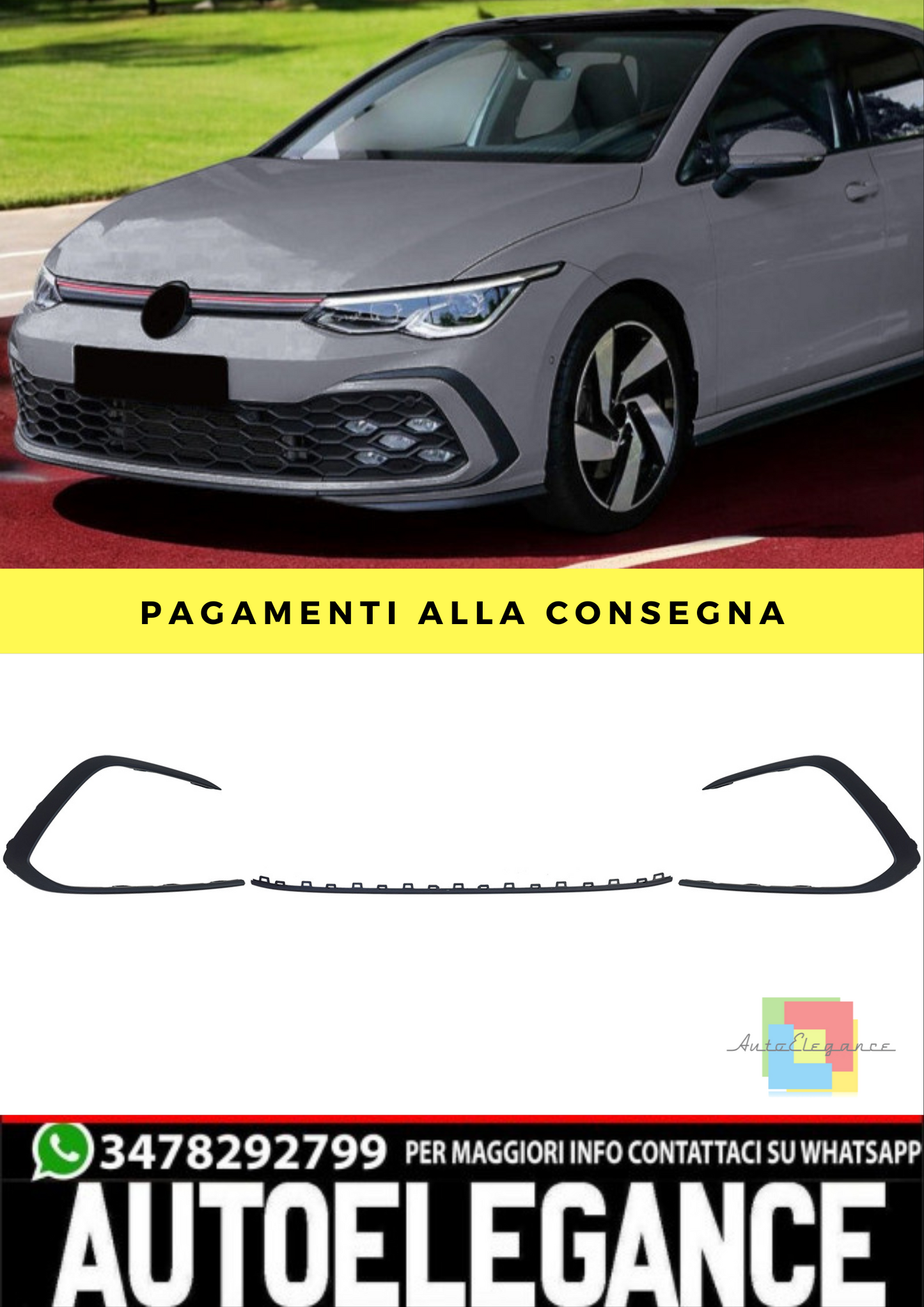 🔥Set di rivestiment paraurti 3 pezzi opaco per VW Golf 8 GTI GTD R-Line 19-24🔥
