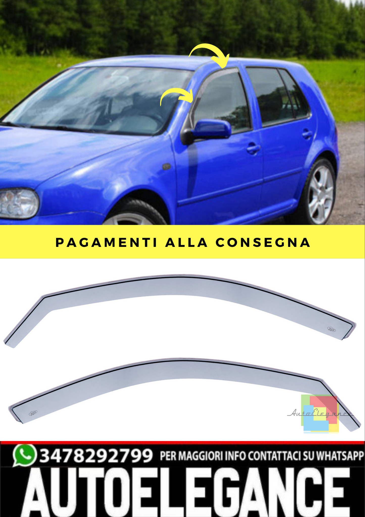 🔥 Deflettore della pioggia Luce del parabrezza per VW Golf 4 97-06 5 porte🔥