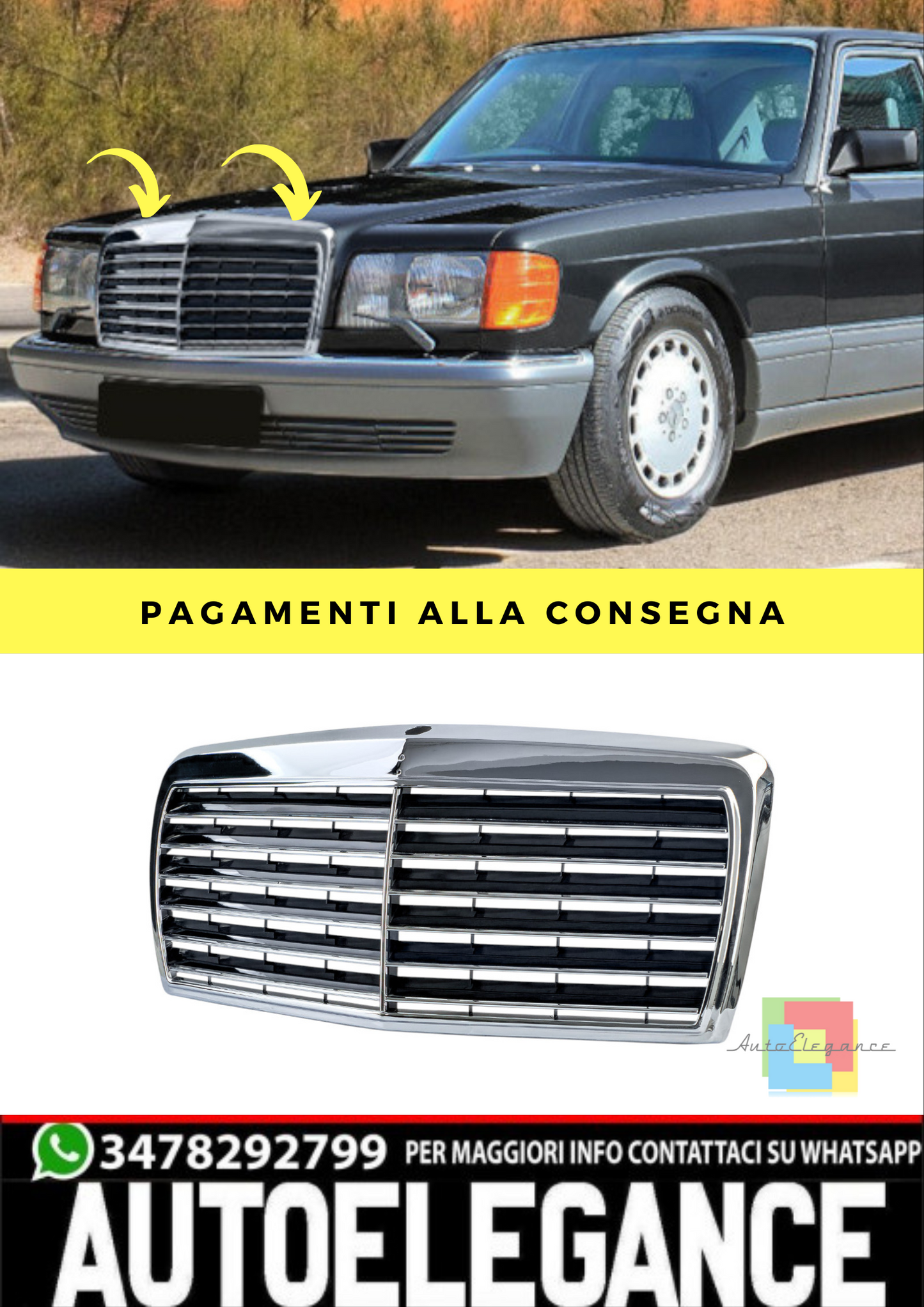 🔥Griglia 12 Ribs Sport Look adatta per Mercedes W126 1980-1991🔥