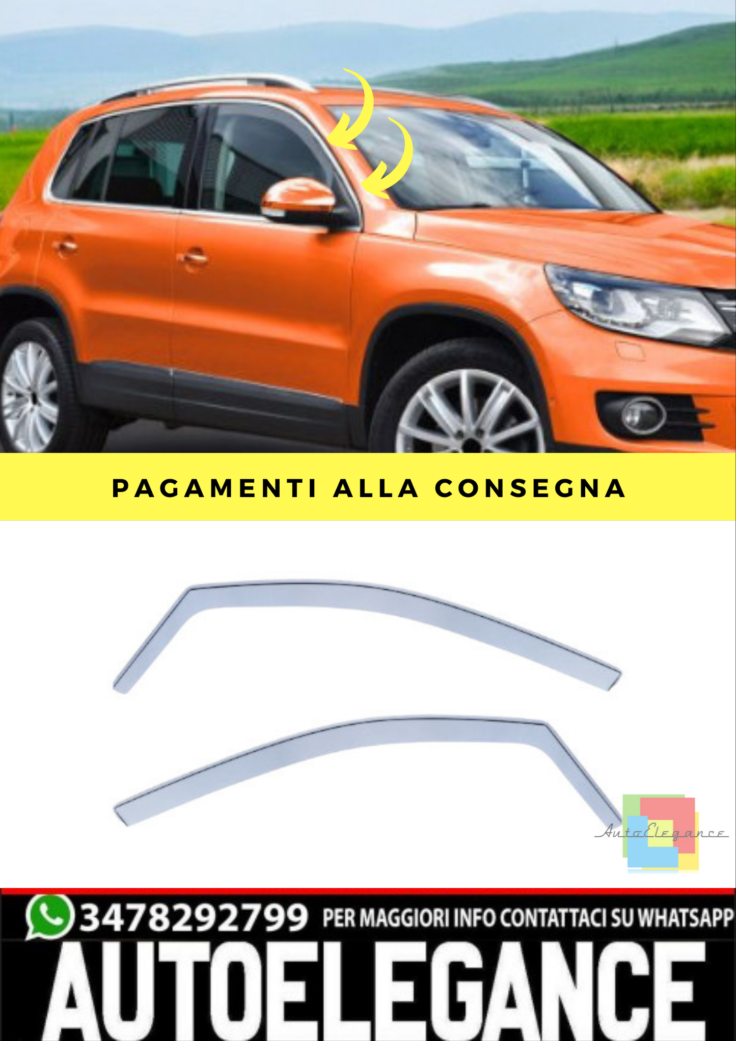 🔥Deflettore Vento Deflettore Antipioggia Luce Paravento per VW Tiguan 5N07-15🔥