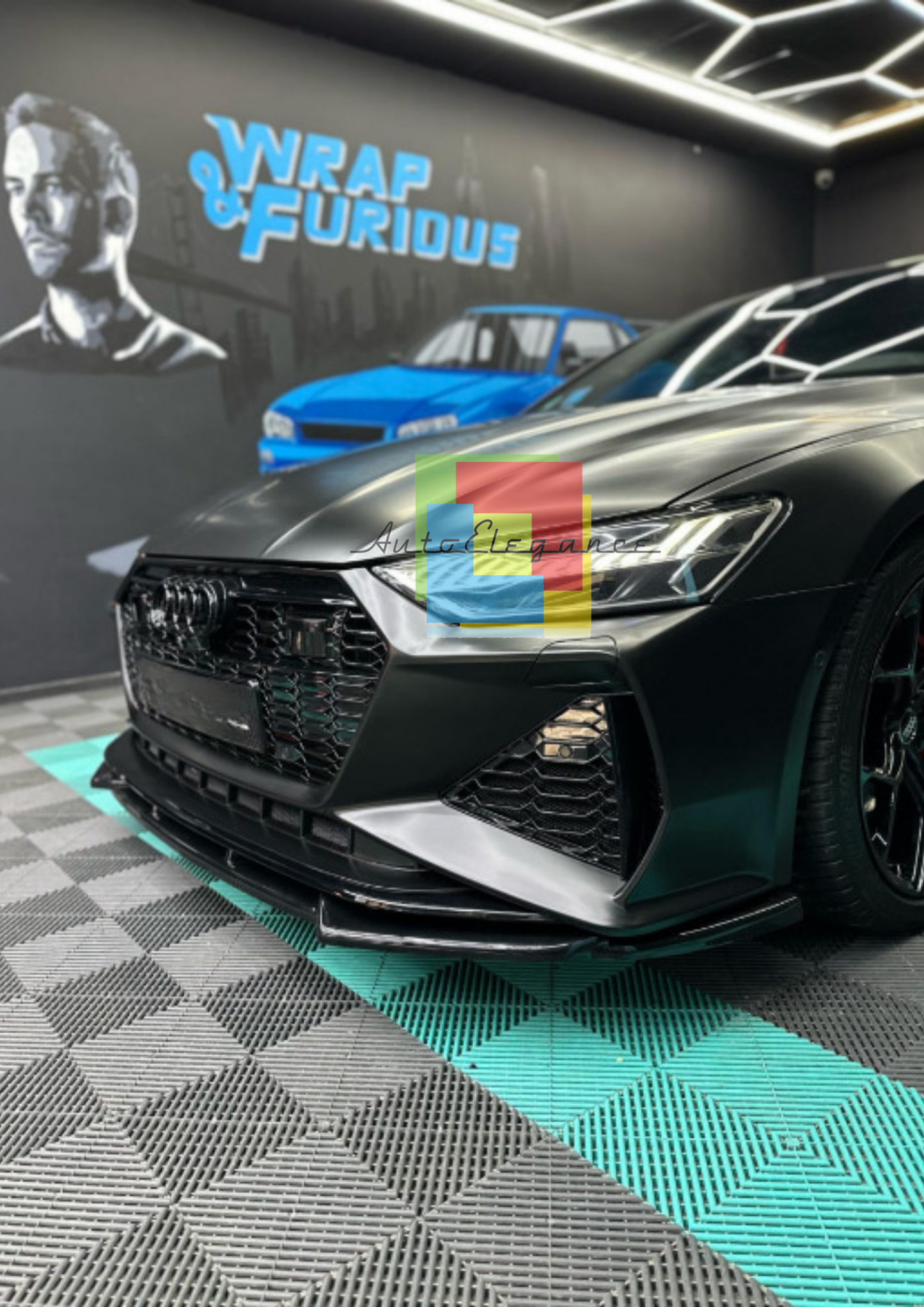 ✨0019🔥SPLITTER ADATTO PER AUDI A6 C8 A6 C8 2018+ RS6 NERO LUCIDO✨🔥