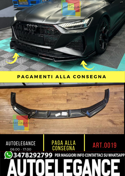 ✨0019🔥SPLITTER ADATTO PER AUDI A6 C8 A6 C8 2018+ RS6 NERO LUCIDO✨🔥