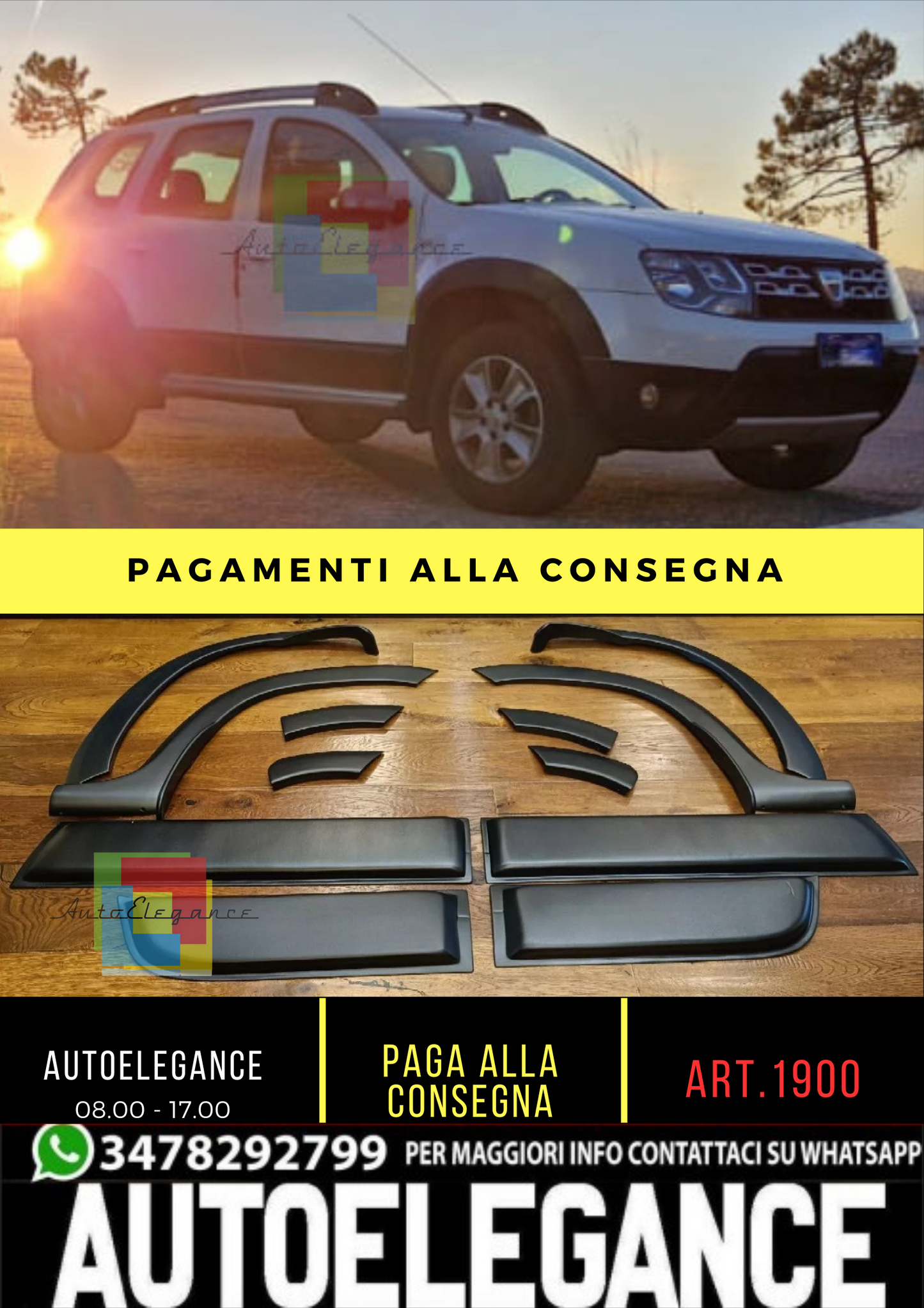 1900 ⭐️KIT POTEZIONE + PARAFANGHI ADATTI PER DACIA DUSTER 2010-2017 NERO OPACO⭐️