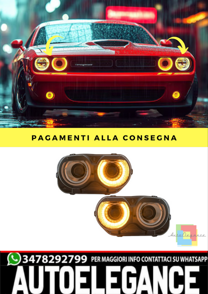 ⭐Fari a LED adatti per Dodge Challenger (2015-2023) Luci RGB nere⭐