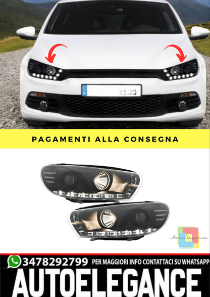 🌟Fari LED DRL adatti per VW Scirocco (2008-04.2014) Nero🌟