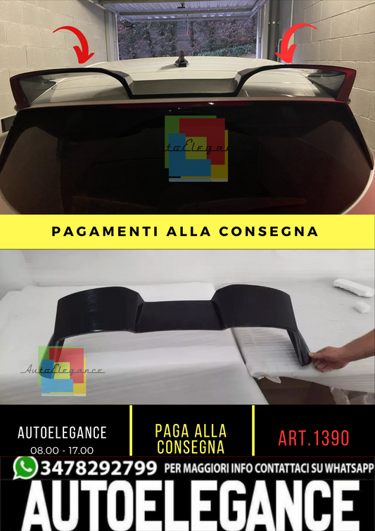🔥1390 Spoiler adatto per renault clio 5 nero lucido rs per versione standard🔥