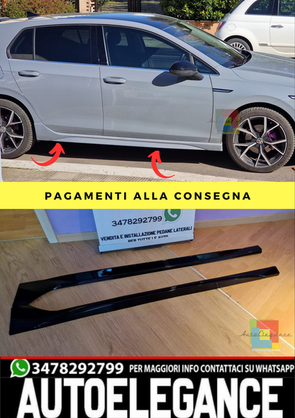 💎1080 MINIGONNE ADATTE PER VW GOLF 8 LOOK R NERO LUCIDO (TOP)💎