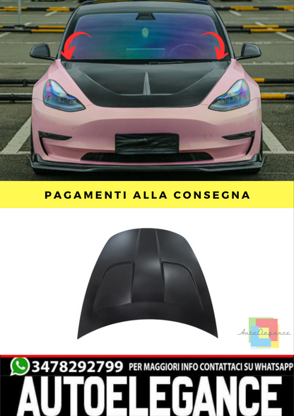 🔥Cofano in alluminio adatto per Tesla Model 3 (2019-2022) Turbo Design🔥