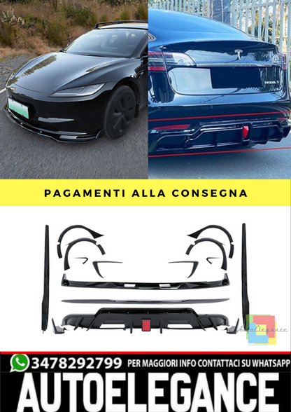 🔥BODYKIT AERO ADATTO PER Tesla Model 3 (2017-2022) Bumper Lip Air Diffuser 🔥
