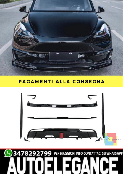 🔥BODYKIT AERO ADATTO PER Tesla Model 3 23-up Paraurti Labbro Diffusore Aria 🔥