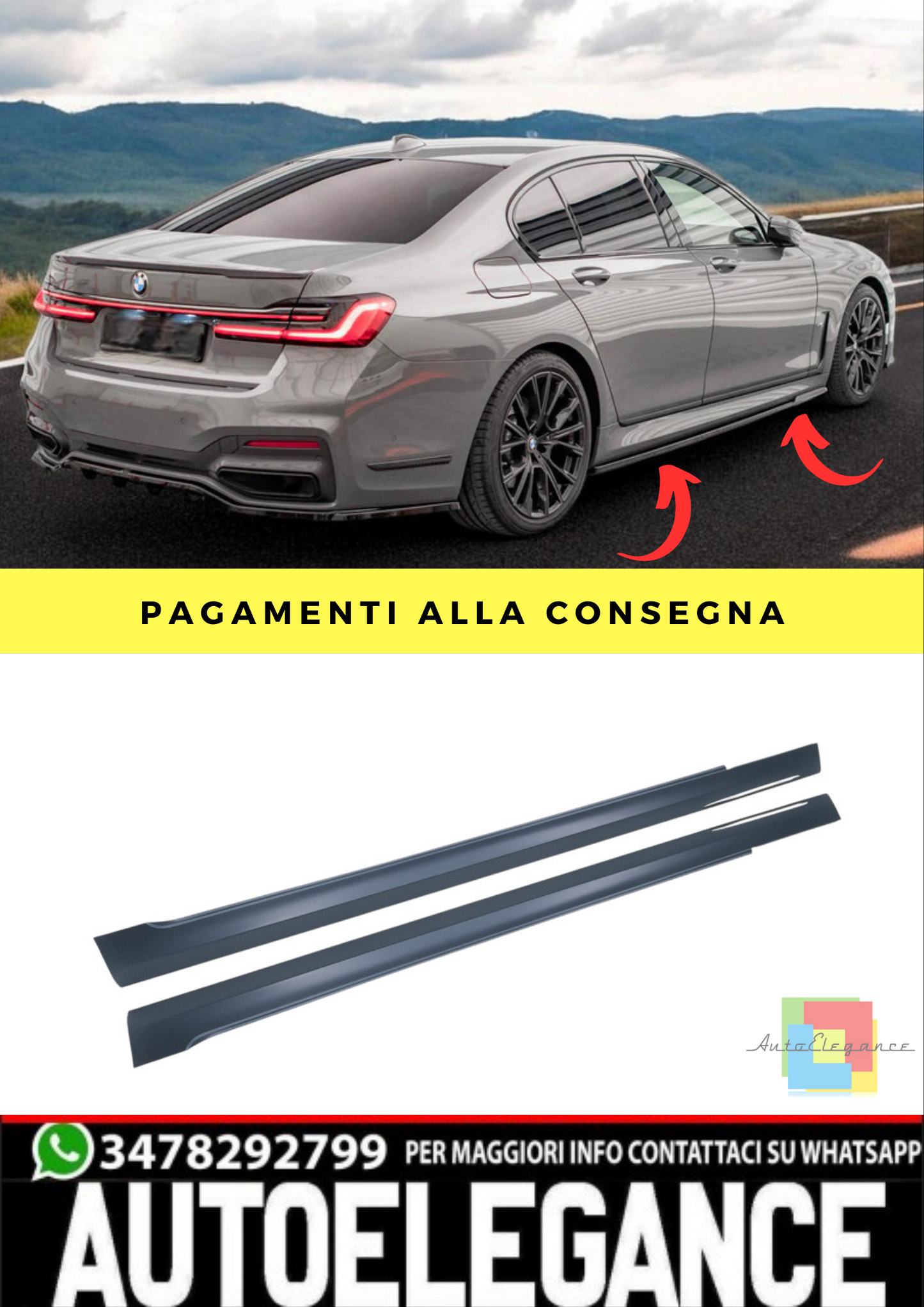 ❄️Minigonne laterali adatte per BMW Serie 7 G11 15-21 Berlina Sport Design❄️