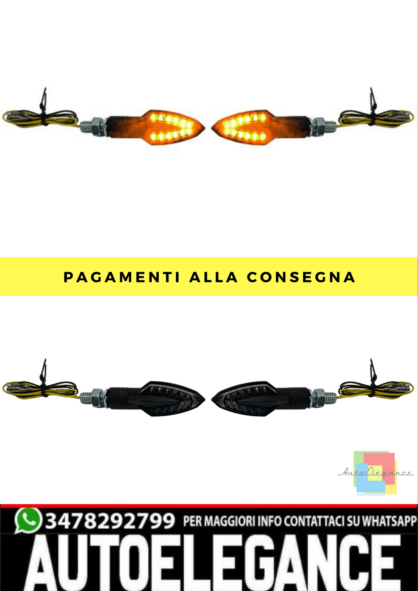 ❄️Indicatori di direzione a LED per motociclette universali neri con marchio E❄️