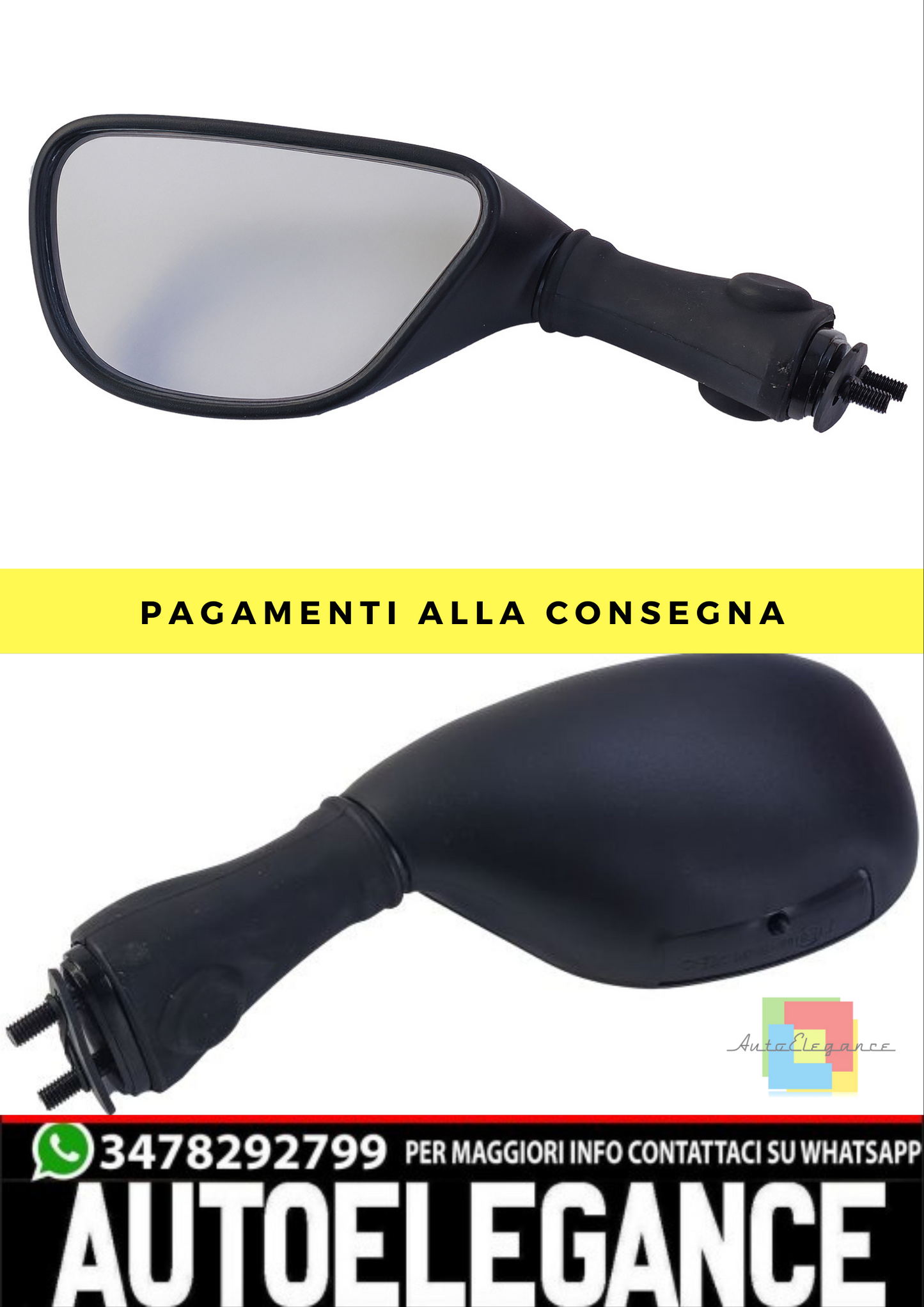❄️SLeft Rearview Mirror for Motorcycle Black for KawasakiZX6-9R Ninja from 98❄️
