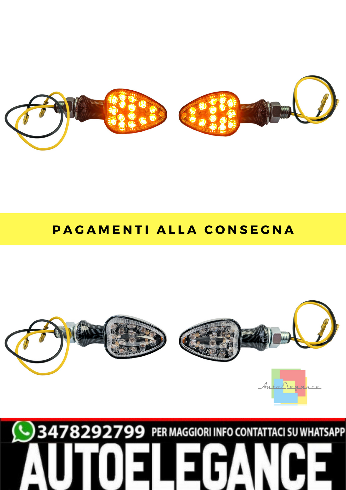 ❄️Mini indicatore LED per moto, stile carbonio personalizzato con marchio E❄️