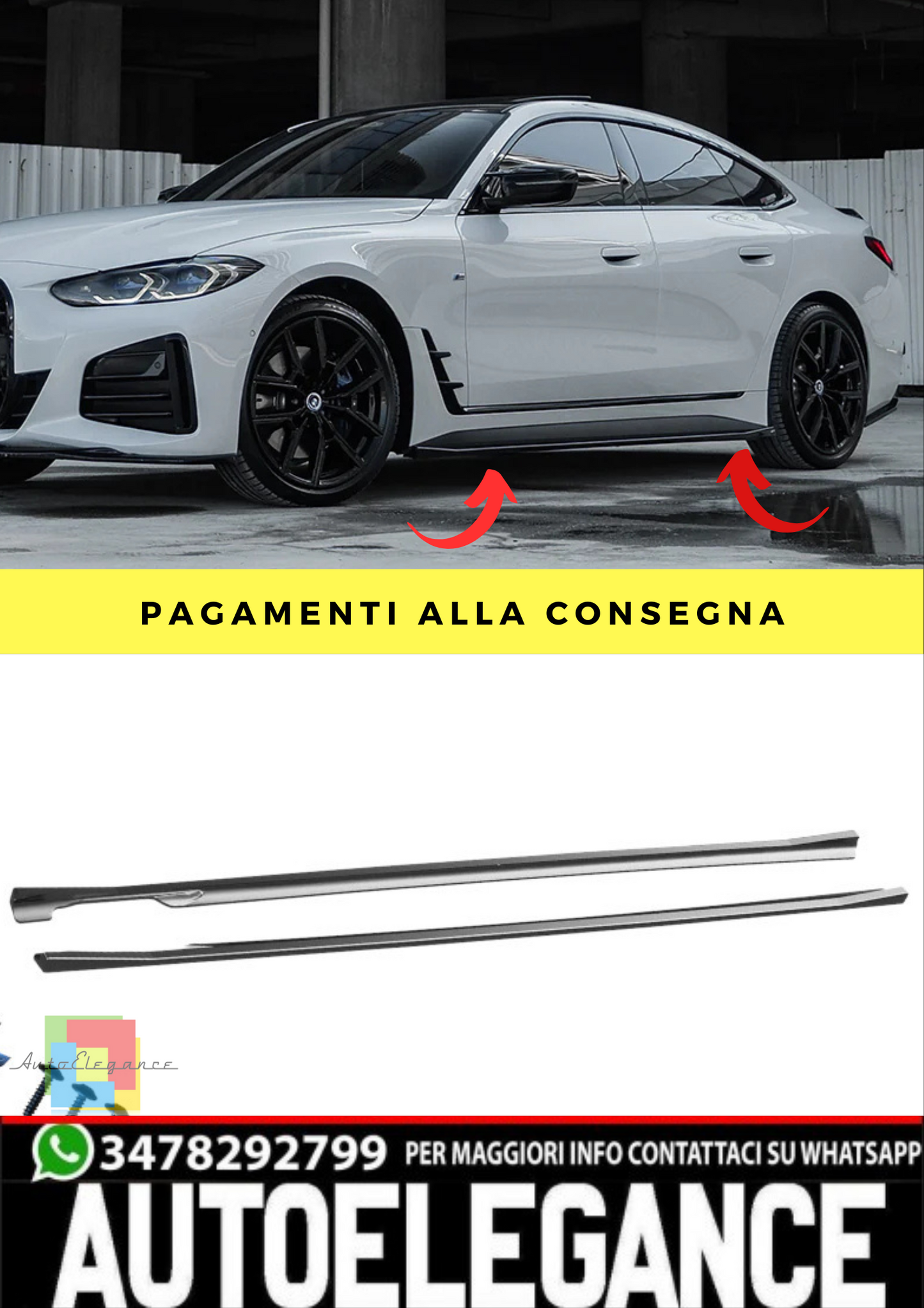 🔥MINIGONNE LATERALI  BMW 4 Series G26 Grand Coupe 21+ M-Pack 🔥
