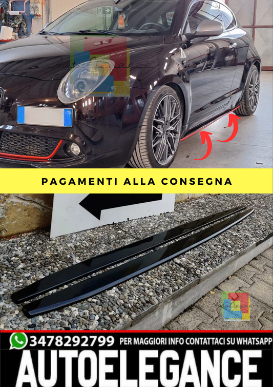 1562🔥FLAPS SOTTO MINIGONNE  ADATTE PER ALFA ROMEO MITO ABS NERO LUCIDO🔥