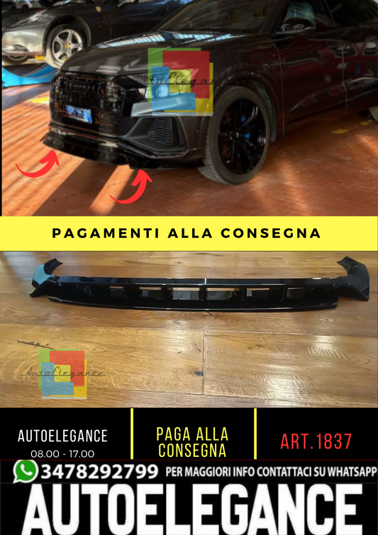 1837 🔥 SPLITTER ADATTO PER AUDI Q8 2018-2024 SLINE SQ8 NERO LUCIDO🔥