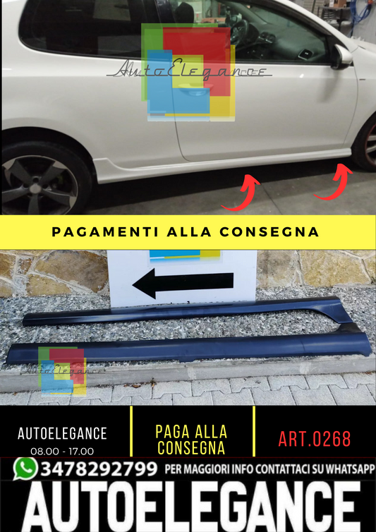 0422🔥MINIGONNE LATERALI PER VW GOLF 5 2003-08 3 & 5 PORTE SPOILER SOTTO PORTA🔥