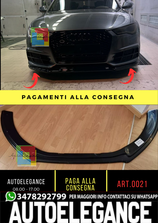 🔥 0021 SPLITTER ADATTO PER AUDI A6 4G C7 RS6 2011-2018 NERO LUCIDO🔥