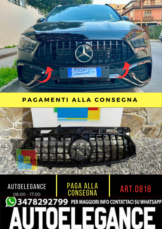0818🔥GRIGLIA ANTERIORE  PER MERCEDES GLA H24720+ AMG PANAMERICANA NERA 🔥