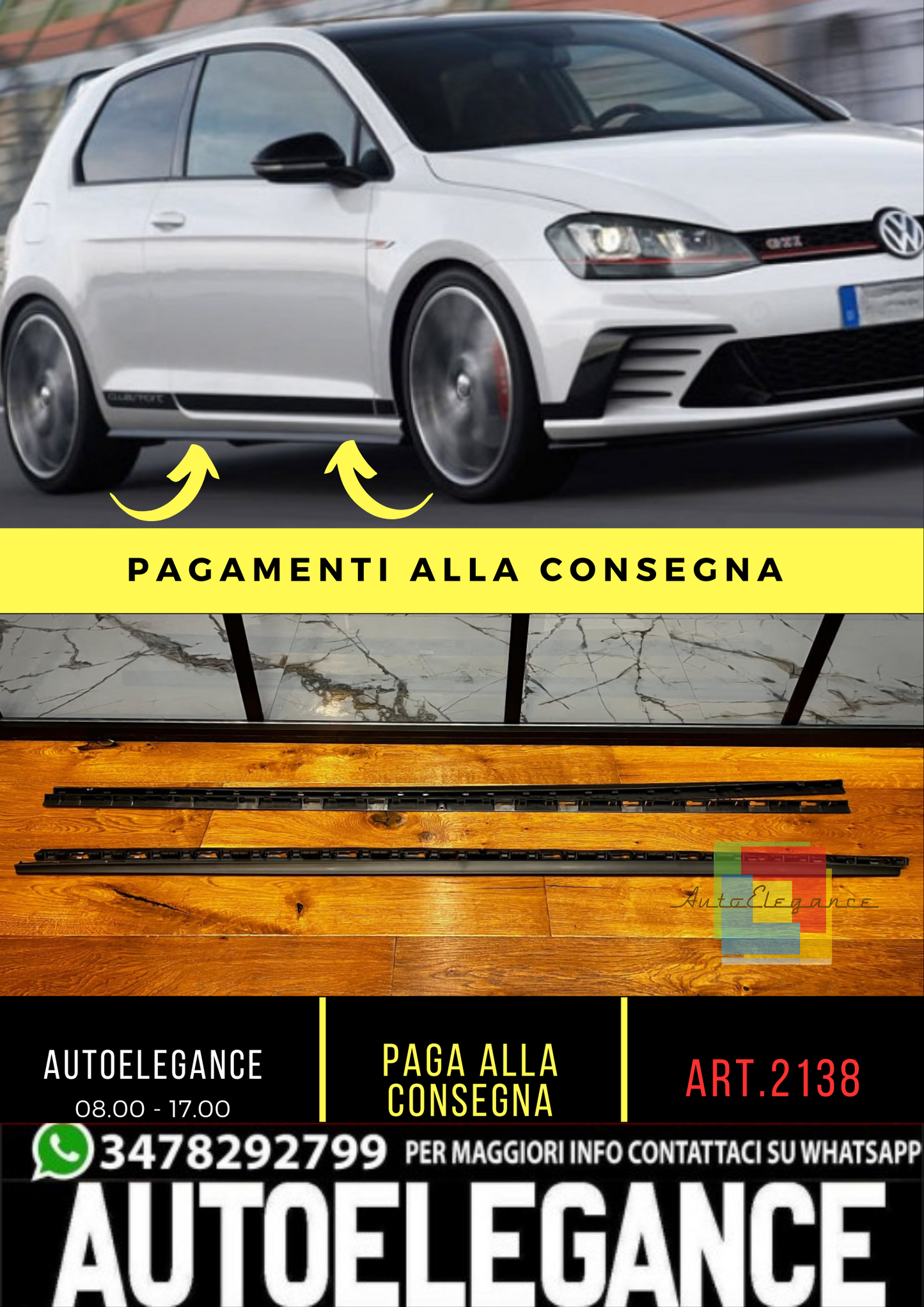 🔥2138 SOTTO MINIGONNE ADATTO PER VW GOLF 7 2012-2020 LOOK GTI NERO OPACO🔥