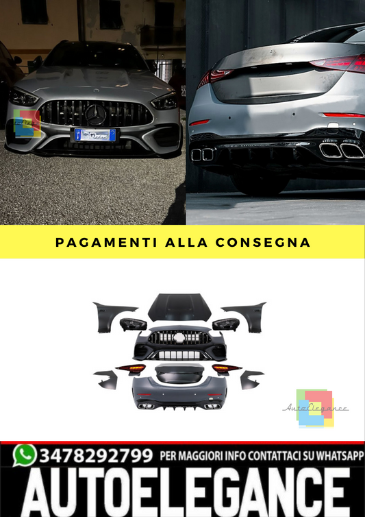 🔥BODYKIT ADATTO PER Mercedes Classe C W205 14-18 Conversione in W206 C63 Desi🔥