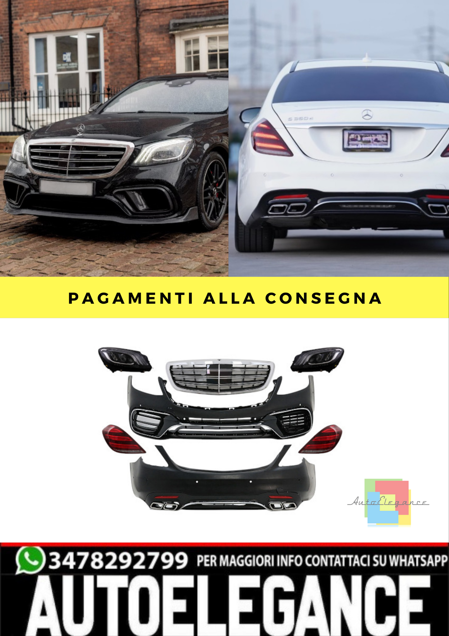 ⭐BODYKIT ADATTO PER Mercedes Classe S W222 Facelift (2013-06.2017) S63 Design⭐