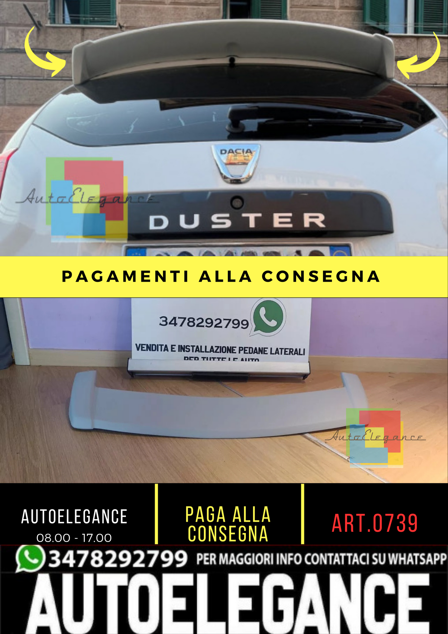 0739🔥DACIA DUSTER 4x4 4x2 2010-2017+SPOILER POSTERIORE SUL TETTO IN ABS -.CX-🔥