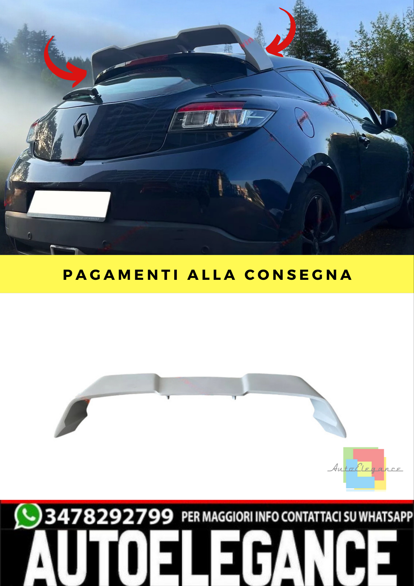 🔥SPOILER ADATTO PER RENAULT MEGANE 3 COUPE - RS STILE modello standard🔥