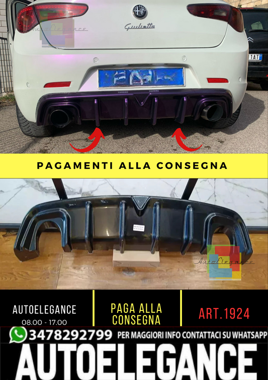 1924🔥DIFFUSORE ADATTO PER ALFA ROMEO GIULIETTA LOOK TUNING NERO LUCIDO 🔥