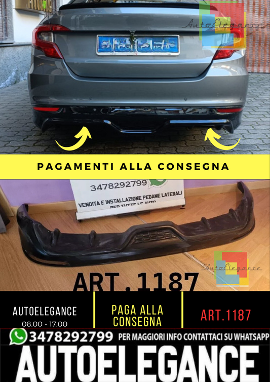 🔥1187 FIAT TIPO BERLINA 2014+ SOTTO PARAURTI POSTERIORE DIFFUSORE ABS -🔥