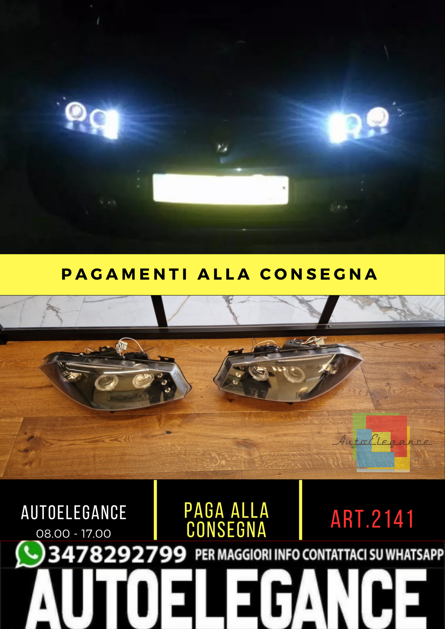 🔥2141 FARI ANTERIORI ADATTE PER RENAULT MEGANE MK2 2002-2005 ANGEL EYES NERI🔥