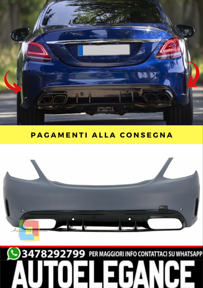 ⭐Paraurti posteriore adatto per Mercedes Classe C W205 Limousine 14-20 C63 DESI⭐